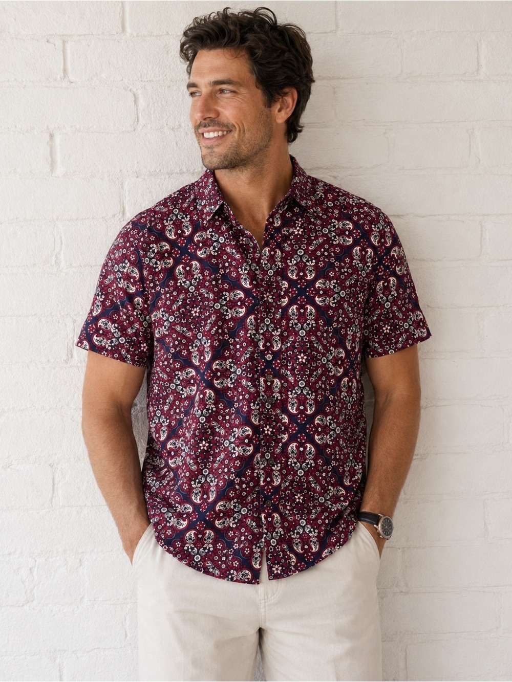 RSQ Collective Mens Short Sleeve Button Up Size Medium
